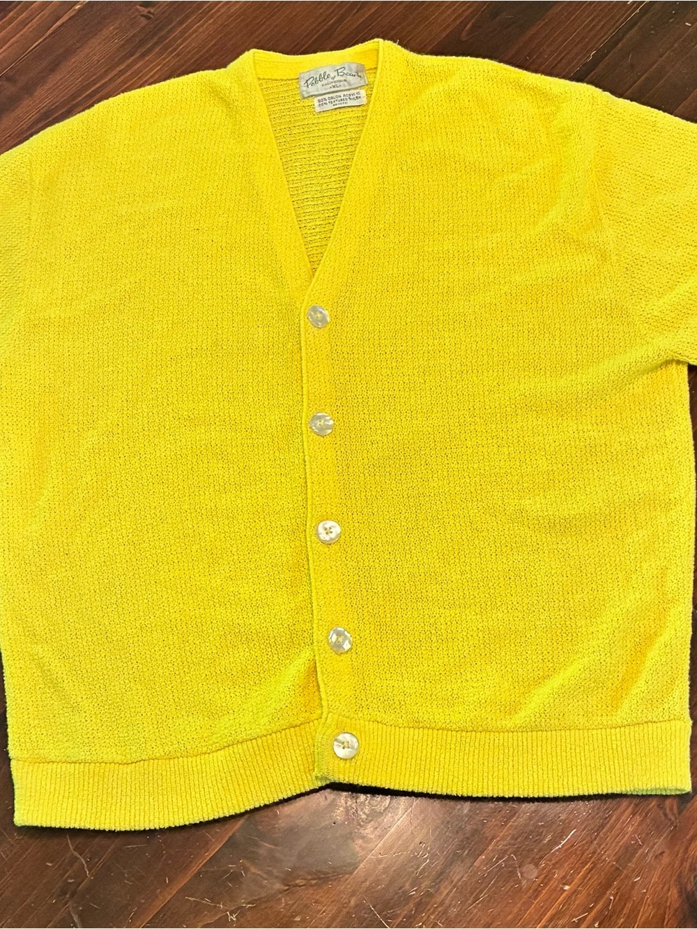 Vintage Pebble Beach Bright Yellow Men's Golf Cardigan